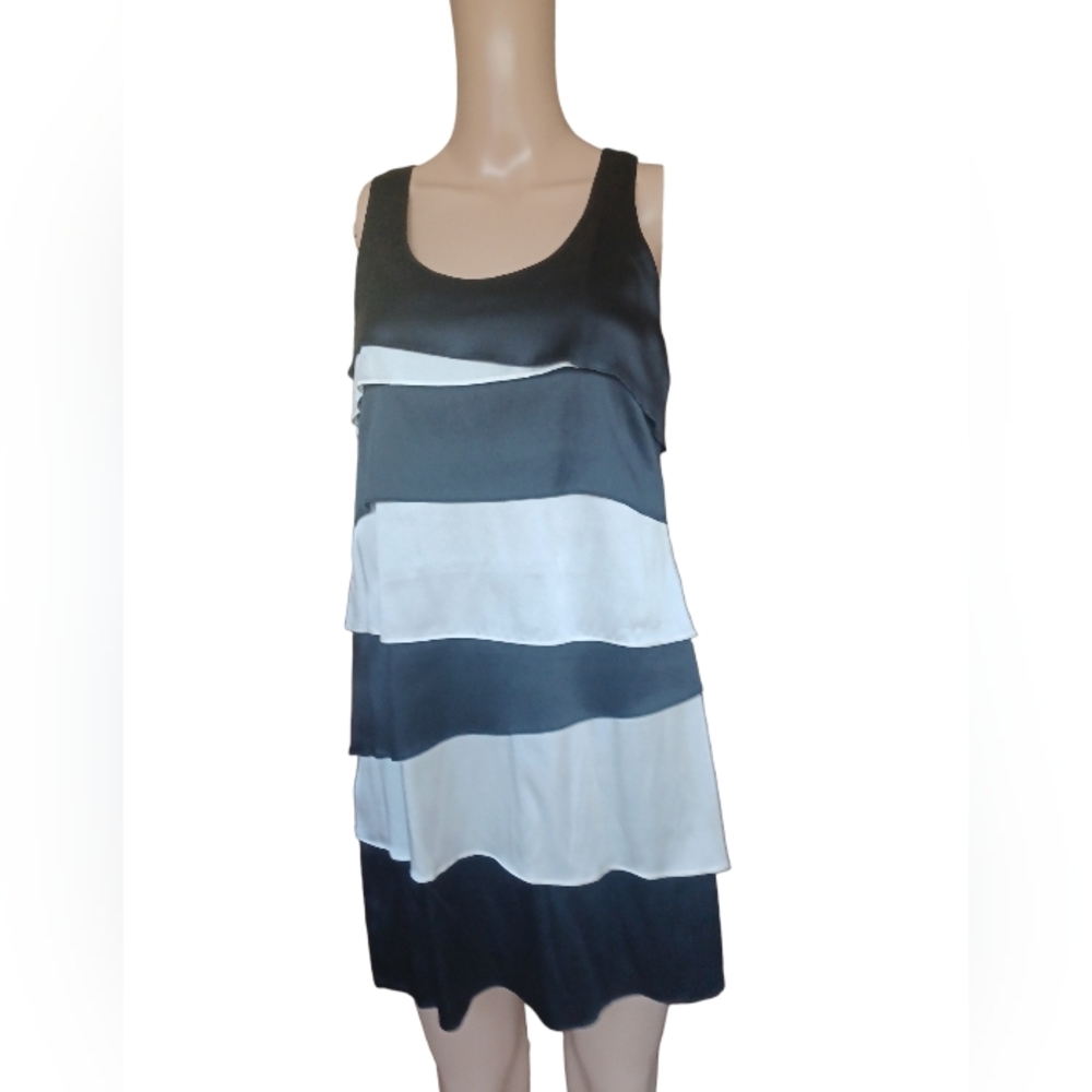 Karlie Womens Sleeveless Silk Pencil Sheath Dress Ruffled Tiers Size Small - Picture 6 of 10
